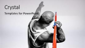  Presentation with athlete - Slides with athlete preparing to throw background and a  colored foreground