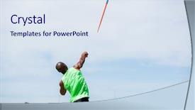  Presentation with rear view mirror - PPT theme having athlete throwing a javelin background and a sky blue colored foreground