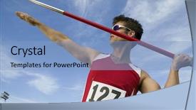  Presentation with athlete - PPT layouts consisting of male athlete about to throw background and a light blue colored foreground