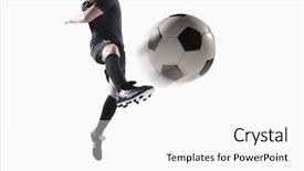  Presentation with athlete - PPT theme with lancer du poids athletisme - athlete kicking soccer ball background and a white colored foreground