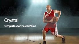  Presentation with sales action plan - Audience pleasing PPT theme consisting of lancer du poids athletisme - caucassian basketball player in dynamic backdrop and a gray colored foreground