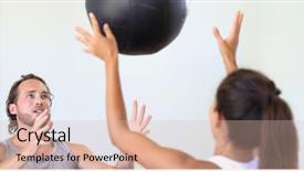  Presentation with gym ball - Colorful PPT theme enhanced with lancer du poids athletisme - couple friends training together backdrop and a lemonade colored foreground