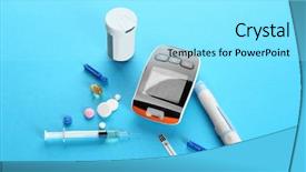  Presentation with digital pen - Theme with lancet pen syringe and medicament background and a arctic colored foreground