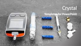  Presentation with diabetes digital - PPT theme having lancet pen syringe and medicament background and a gray colored foreground