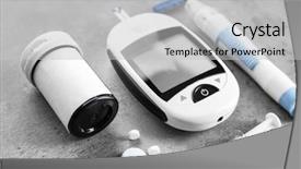  Presentation with digital pen - Colorful PPT layouts enhanced with lancet pen syringe and medicament backdrop and a light gray colored foreground