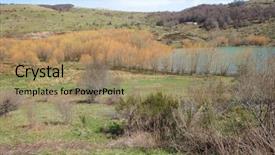  Presentation with land - Beautiful slide deck featuring land around the cartolari lake in nebrodi park sicily backdrop and a coral colored foreground