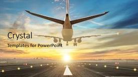  Presentation with airport runway - Cool new slide deck with art economic - growth creative concept with airport backdrop and a lemonade colored foreground