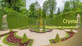  Presentation with world war 2 germany - Cool new PPT theme with fountain living water - linderhof munich germany backdrop and a coral colored foreground