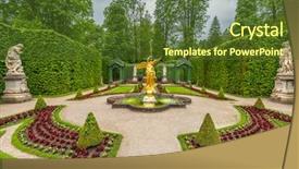  Presentation with germany food rustic - PPT theme consisting of fountain living water - linderhof munich germany background and a coral colored foreground