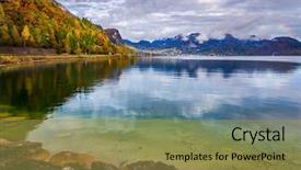  Presentation with forests - Colorful presentation theme enhanced with land bank - alpine landscape in autumn backdrop and a gold colored foreground
