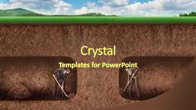  Presentation with tunnel - Colorful presentation enhanced with land bank - business people dig a tunnel backdrop and a tawny brown colored foreground