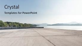  Presentation with sunny sky - PPT layouts featuring land bank - empty concrete floor and beautiful background and a light blue colored foreground