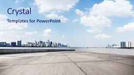  Presentation with concrete pouring during commercial concreting - Audience pleasing PPT layouts consisting of land bank - empty concrete floor and cityscape backdrop and a light blue colored foreground