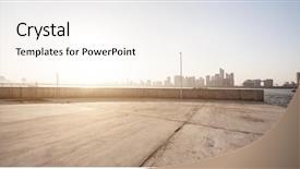  Presentation with blue water - Beautiful PPT layouts featuring land bank - empty concrete floor near water backdrop and a cream colored foreground