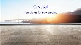  Presentation with floor - Cool new presentation theme with land bank - empty floor near golden gate backdrop and a sky blue colored foreground