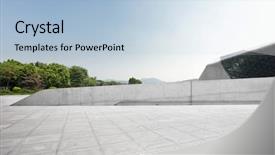  Presentation with blue marble - Amazing slide deck having land bank - empty marble floor and beautiful backdrop and a light blue colored foreground