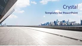  Presentation with blue marble - Slides enhanced with land bank - empty marble floor and cityscape background and a sky blue colored foreground