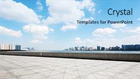  Presentation with blue marble - Amazing slides having land bank - empty marble floor and cityscape backdrop and a light blue colored foreground