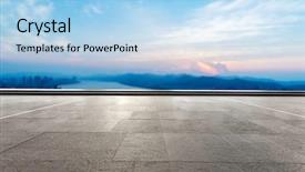  Presentation with marble - Colorful slide deck enhanced with land bank - empty marble floor and cityscape backdrop and a light blue colored foreground