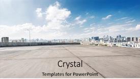  Presentation with marble - Audience pleasing PPT theme consisting of land bank - empty marble floor with cityscape backdrop and a light gray colored foreground