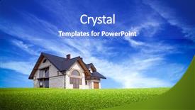  Presentation with land - Slide set enhanced with land bank - house on the nature background and a cobalt blue colored foreground
