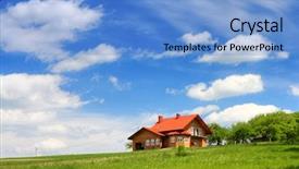  Presentation with land - PPT layouts consisting of land bank - new house on blue sky background and a light blue colored foreground