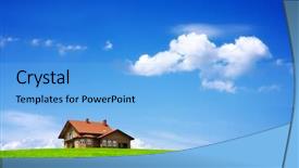  Presentation with land - Amazing PPT theme having land bank - new house backdrop and a light blue colored foreground