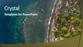  Presentation with coral - Slides with land bunglow - aerial shot of underwater coral background and a ocean colored foreground
