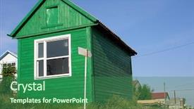  Presentation with green house - Slide deck featuring land bunglow - green house background and a  colored foreground