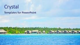  Presentation with rich - Presentation consisting of land bunglow - water huts for rich tourists background and a  colored foreground