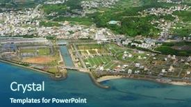  Presentation with aerial - Slides having land devloper - aerial photo of okinawa japan background and a ocean colored foreground