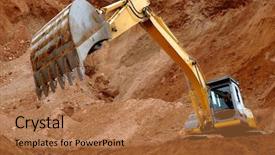  Presentation with excavator - Amazing slide deck having land devloper - excavator standing in sandpit backdrop and a coral colored foreground