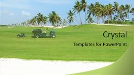  Presentation with land - Beautiful theme featuring land mower - golf field in nice clear backdrop and a  colored foreground