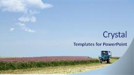  Presentation with crop - Beautiful PPT layouts featuring land mower - tractor mowing a field crop backdrop and a light blue colored foreground