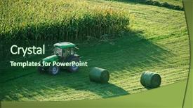  Presentation with tractor - Beautiful slides featuring land mower - tractor picks up hay bale backdrop and a forest green colored foreground