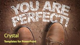  Presentation with opportunity - Slide set having land opportunity - top view of boot background and a tawny brown colored foreground