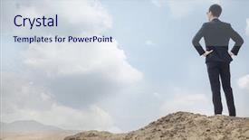  Presentation with cutout paper people standing around globe holding hands - Colorful presentation theme enhanced with land opportunity - young businessman standing with hands backdrop and a  colored foreground