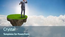  Presentation with land - Presentation design consisting of land promoter business - businessman on flying island background and a  colored foreground