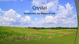  Presentation with land - Theme enhanced with land remediation - lilac flowerses on field background and a light blue colored foreground