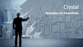  Presentation with elegant - Slide deck with land scape - businessman in elegant suit holding background and a mint green colored foreground