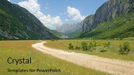  Presentation with dirt - Audience pleasing PPT layouts consisting of land scape - dirt road in komarnica canyon backdrop and a gold colored foreground