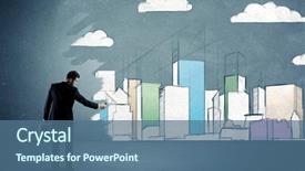  Presentation with painting walls paint roller - Theme with land scape - elegant businessman standing background and a ocean colored foreground