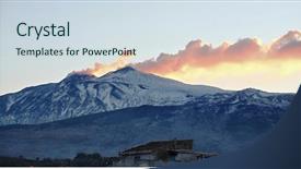  Presentation with summit - PPT layouts having land scape - view winter etna summit background and a sky blue colored foreground