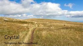  Presentation with pathway - Slide deck having elbowroom - pathway on meadow in nice background and a gold colored foreground
