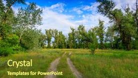  Presentation with forest road green - Presentation theme featuring  background and a  colored foreground