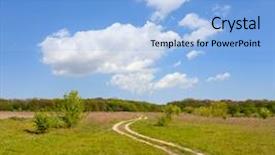  Presentation with road to failure - Presentation design having blue earth free - rut road in steppe background and a light blue colored foreground