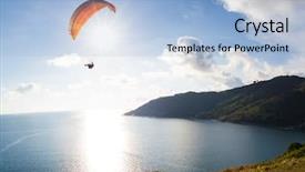  Presentation with water - Amazing PPT layouts having land sea air - paraglider flying over the water backdrop and a light blue colored foreground