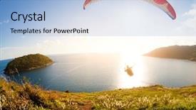  Presentation with sea water - Beautiful slides featuring land sea air - paraglider flying over the water backdrop and a light blue colored foreground