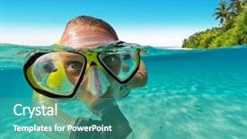  Presentation with outdoor activities - Presentation theme featuring land sea air - snorkeling woman exploring beautiful ocean background and a teal colored foreground
