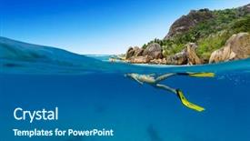  Presentation with outdoor activities - Cool new slide set with land sea air - snorkeling woman exploring beautiful ocean backdrop and a gray colored foreground